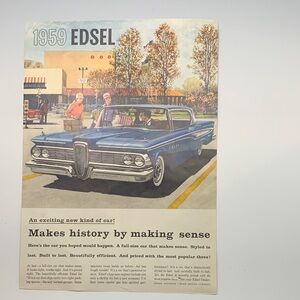 Vintage 1959 Edsel Car Wall Art Poster - Blue